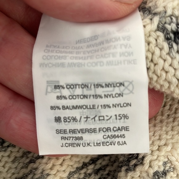 J. Crew Speckled Cotton Crew Neck Sweater Item H4658 Ivory Charcoal Size S - Picture 14 of 14